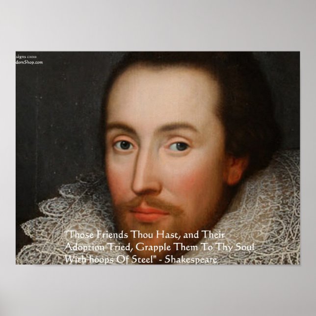 Pósters de Citas de Sabiduría de Shakespeare "Amig (Frente)