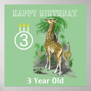 Pósters de cumpleaños de Safari de Jirafa Ultra Ti