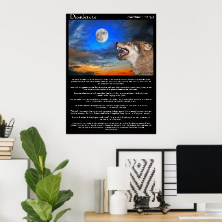 Posters de Desiderata con lobo mirando la luna