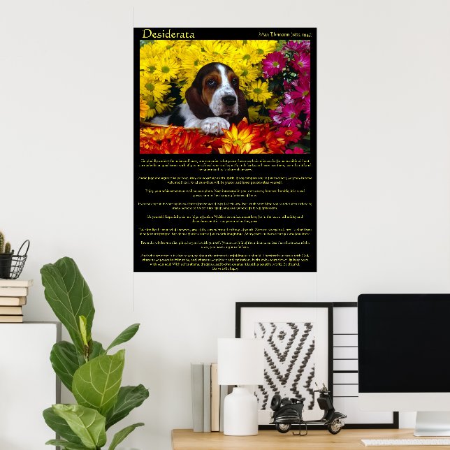 Posters de Desiderata Flower Beagle (Oficina en casa)