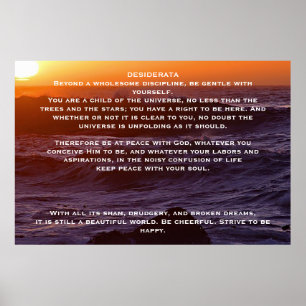 POSTERS de DESIDERATA Ocean Sunset
