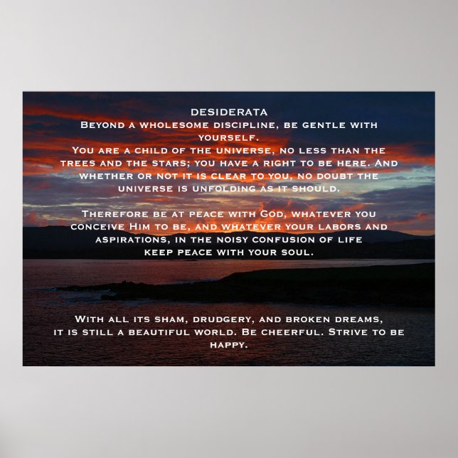 POSTERS de DESIDERATA Ocean Sunset (Frente)