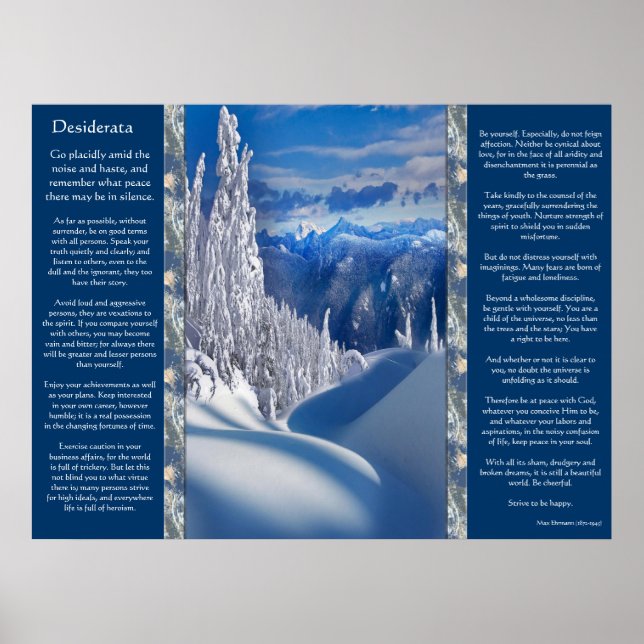 Posters de Desiderata Snow Top Mountains (Frente)