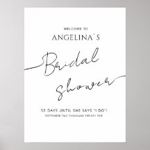Posters de ducha de novia de diseño moderno.
