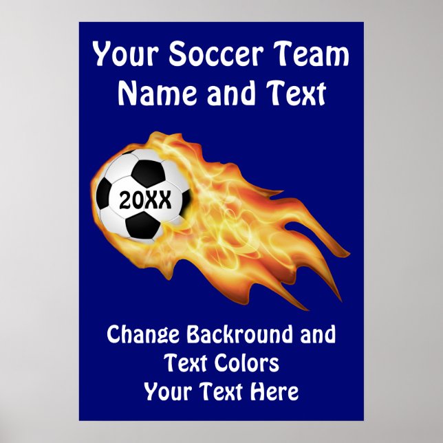Posters de fútbol personalizable, sus COLORES, TEX (Frente)