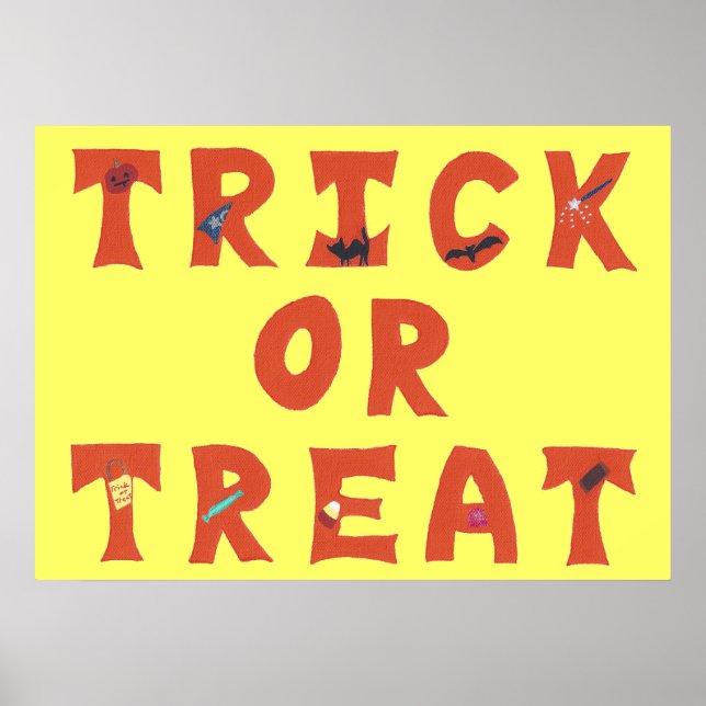 Posters de Halloween decorados con trucos o trucos (Frente)