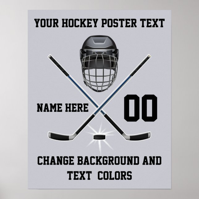 Posters de hockey, tu texto y colores personalizad (Frente)