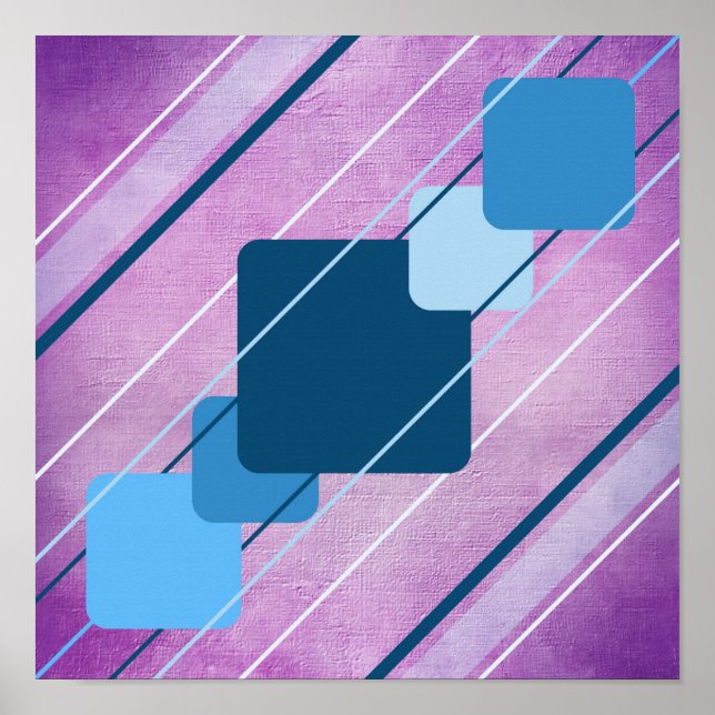 Pósters de Lienzo Morado Geométrico Azul AP0010 (Frente)
