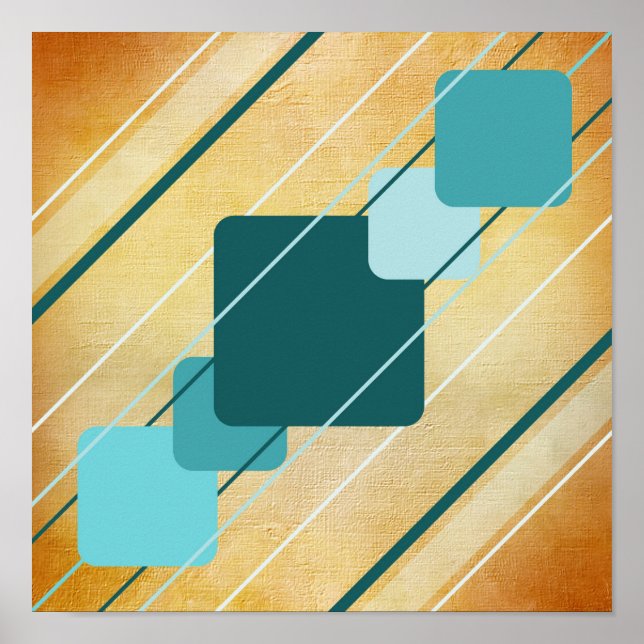 Pósters de Lienzo Naranja Geométrico Teal AP0010 (Frente)