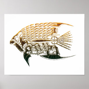 Posters de los pescados de Steampunk