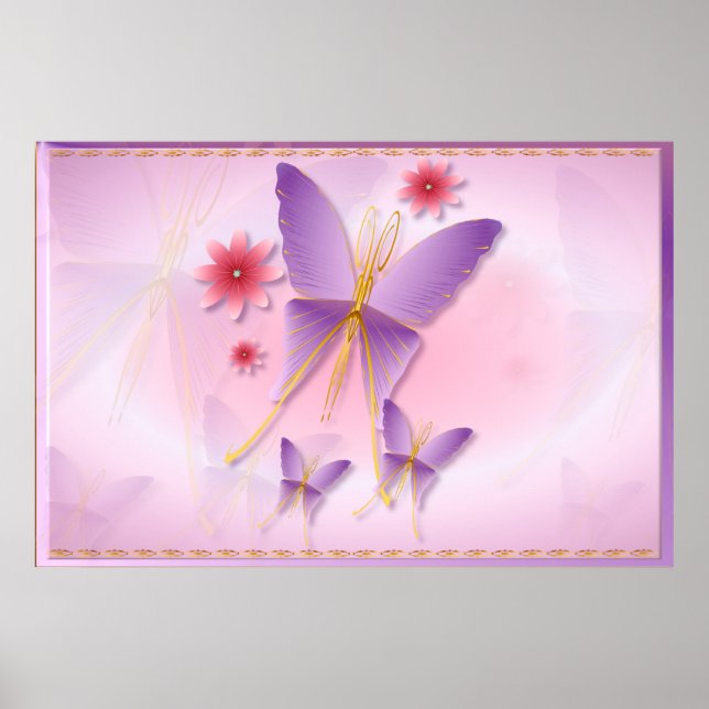 Posters de mariposa morada suave (Frente)