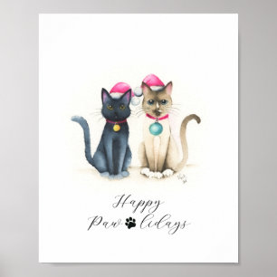 Pósters de Navidad de Gatos Acuarela