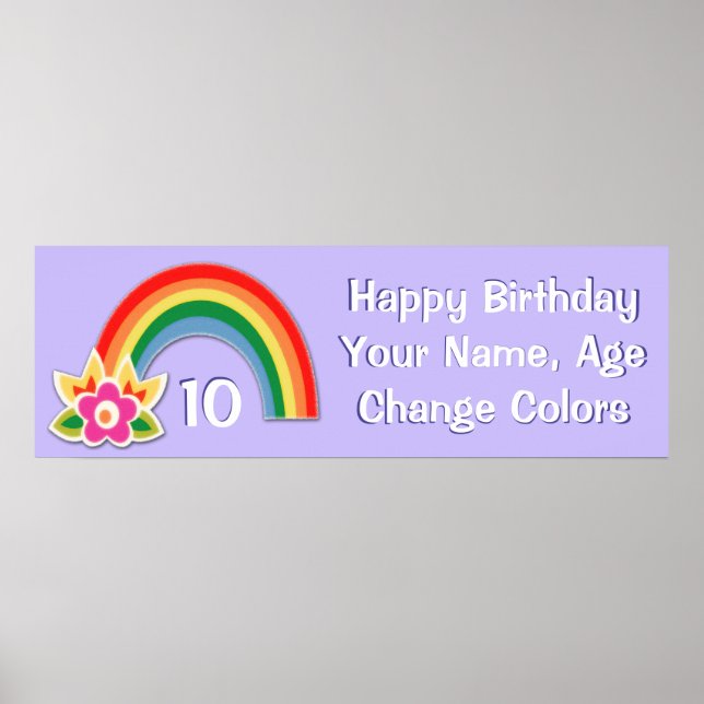 Posters de pancartas de cumpleaños con arcoiris pe (Frente)