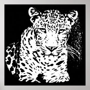 Posters De Retrato Blanco Y Negro De Leopardo