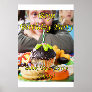 Pósters de Salón Barbería Cumpleaños Niños Corte d