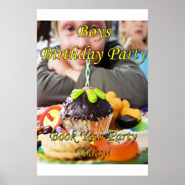 Pósters de Salón Barbería Cumpleaños Niños Corte d (Frente)