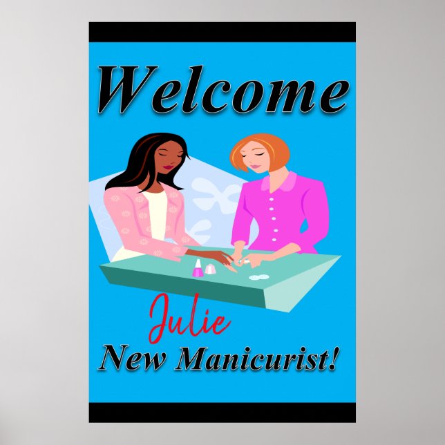 Pósters de Salón de Barbería Nueva Manicura (Frente)