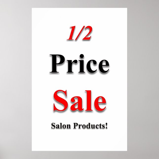 Pósters de Salón de Peluquería con 1/2 Precio de O (Frente)