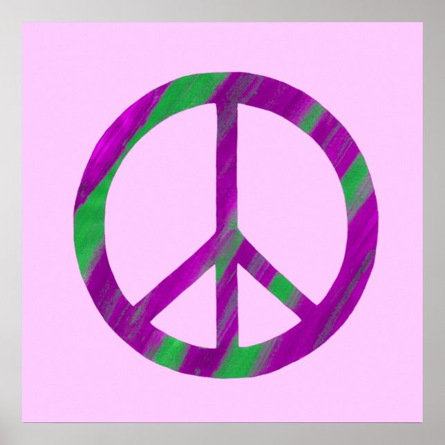 Pósters de signo de paz morado y verde combinados (Frente)