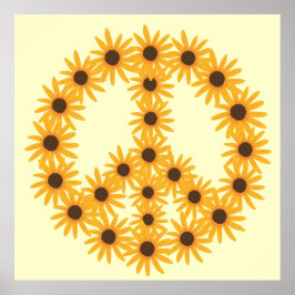 Posters de signos de paz pintados con girasoles am