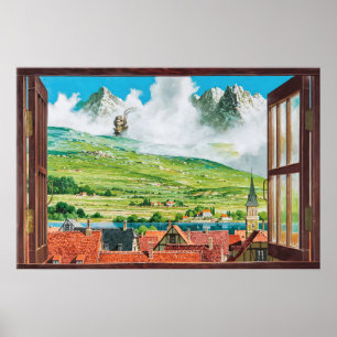 Pósters de ventana del castillo ambulante de Howl