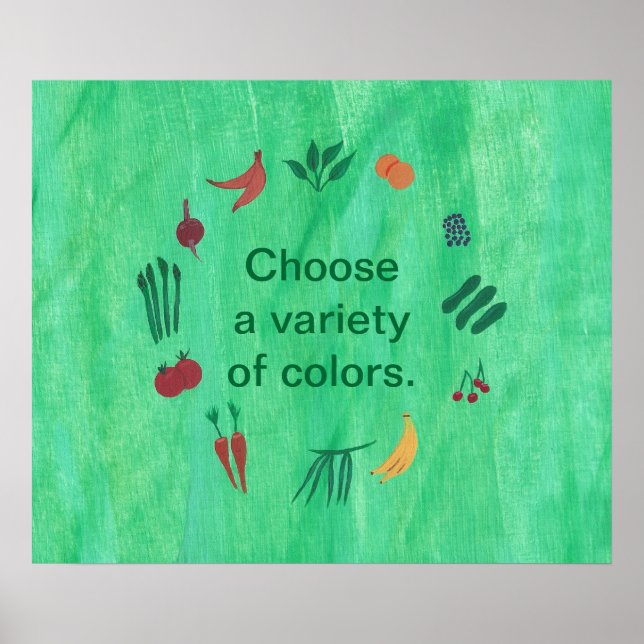 Pósters de Verduras Frutas Elige Variedad de Color (Frente)