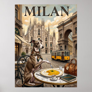 Pósters de viaje antiguos Milán Italia Perro