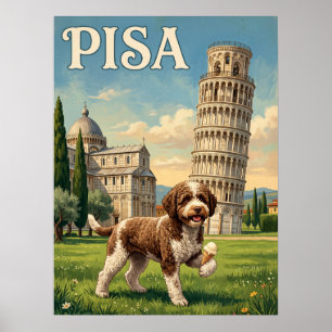 Pósters de viaje antiguos Perro en Pisa Italia