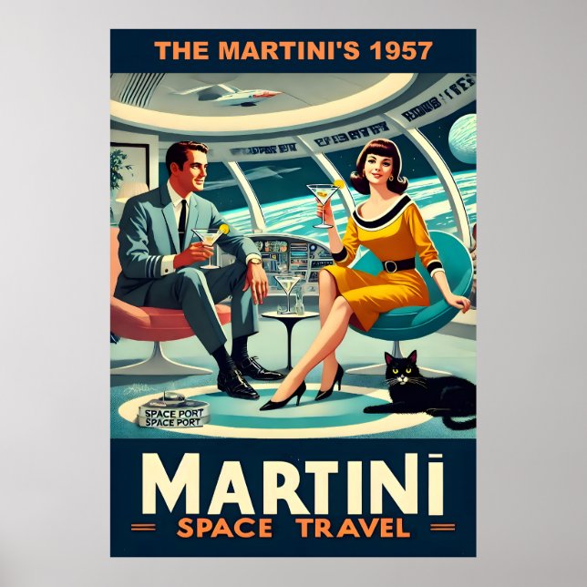 Pósters de viaje espacial de Martini de The Martin (Frente)