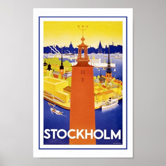 Posters de Viajes Vintage de Estocolmo Suecia Euro (Frente)