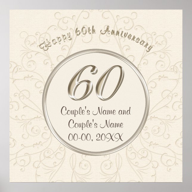 Posters del 60 aniversario Boda personalizados (Frente)