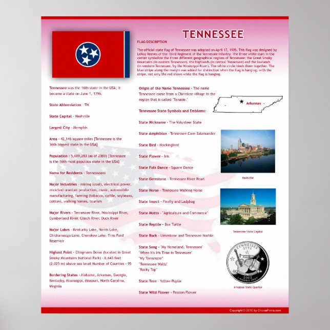 Posters del Estado de Tennessee, TN (Frente)