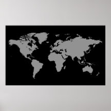 Posters Del Mapa Del Mundo Blanco Y Negro 11