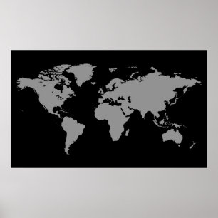 Posters Del Mapa Del Mundo Blanco Y Negro 11