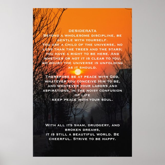 POSTERS del paseo Naranja DESIDERATA (Frente)