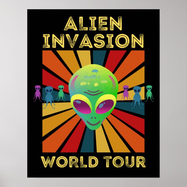 Posters del Tour Mundial Alien Invasion Retro (Frente)