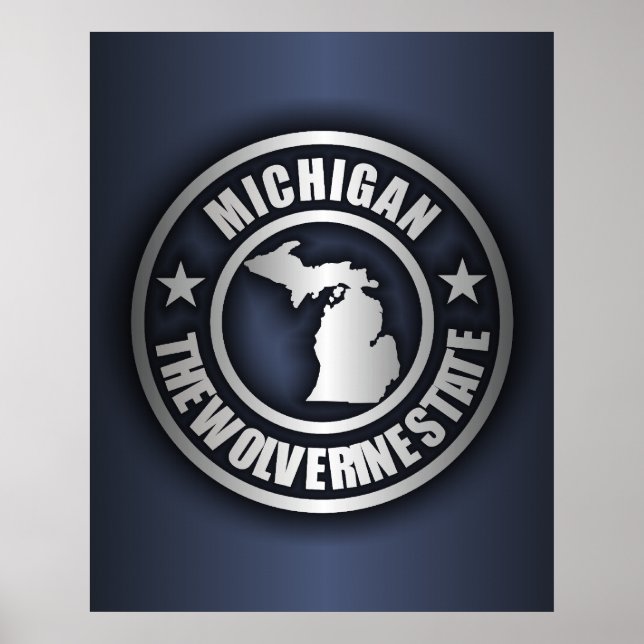 posters e impresiones de "Acero de Michigan" (azul (Frente)