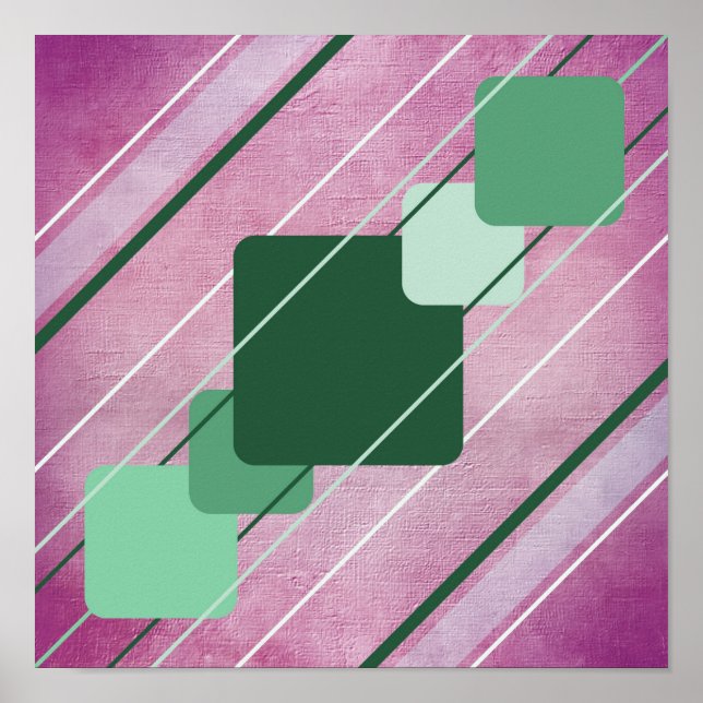Pósters Fuchsia Canvas Verde Geométrico AP0010 (Frente)