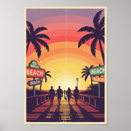 Pósters Impresión de puesta de sol en la playa vin