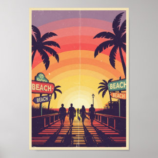 Pósters Impresión de puesta de sol en la playa vin