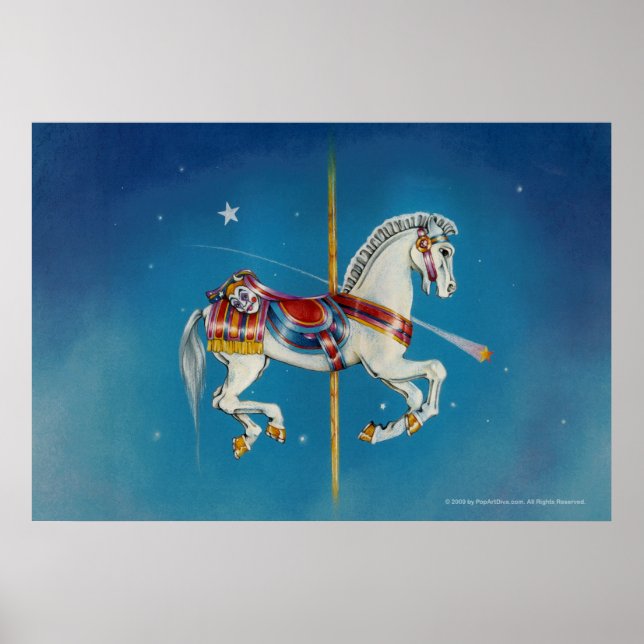 Posters, impresiones - Caballo de carrusel rojo, b (Frente)