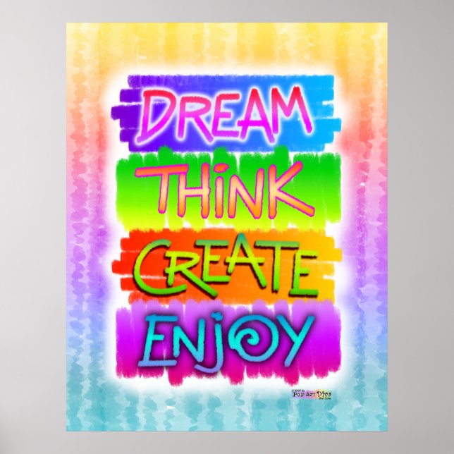 Posters inspiradores - Dream Think Create Enjoy (Frente)