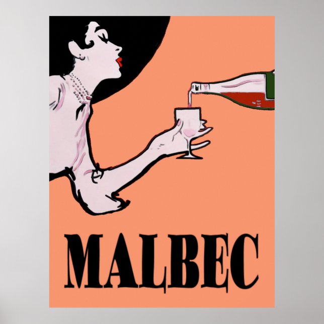 Posters Malbec Wine Vintage Lady (Frente)