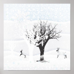 Posters Navidades Snowy Fairy Tale. Bosque de fant