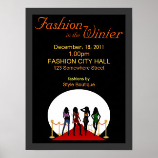 Posters negros y rojos en un programa de moda de i