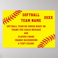 Posters nocturnos de Softball, equipo