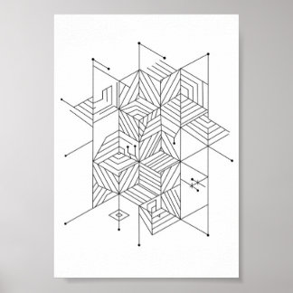 Pósters Patrón Geométrico Blanco y Negro