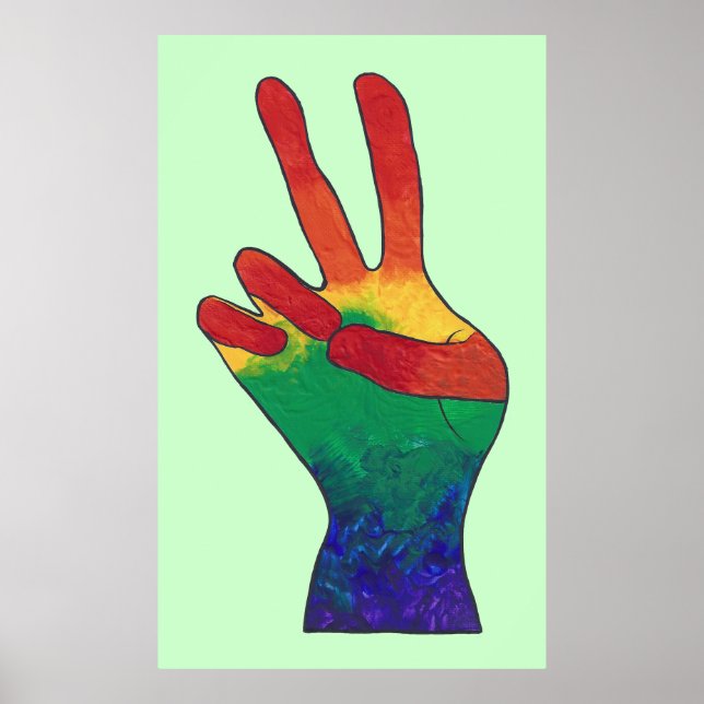 Pósters personalizados con signo de mano de paz de (Frente)