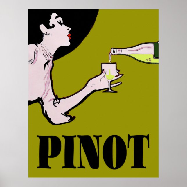 Posters Pinot Wine Vintage Lady (Frente)