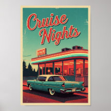 Pósters Restaurante de Carros Retro Vintage Imprim